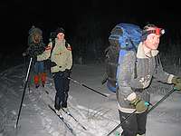 Лыжники в ночи